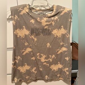 All Saints Connie Gray and Tan tie dye top